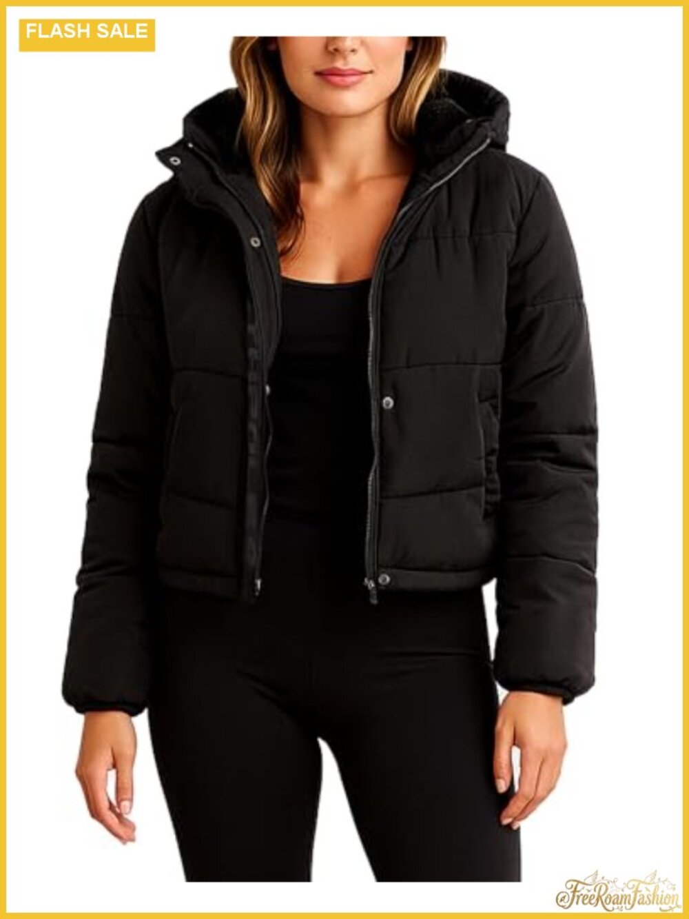 Women's Cropped Quilted Puffer Jacket Insulated Lightweight Coat